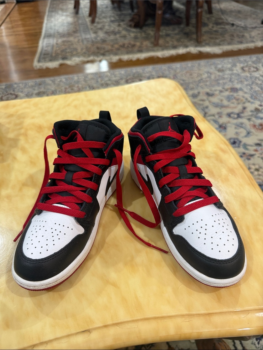 Kids Black, White & Red High-Top Sneakers - Jordan Style